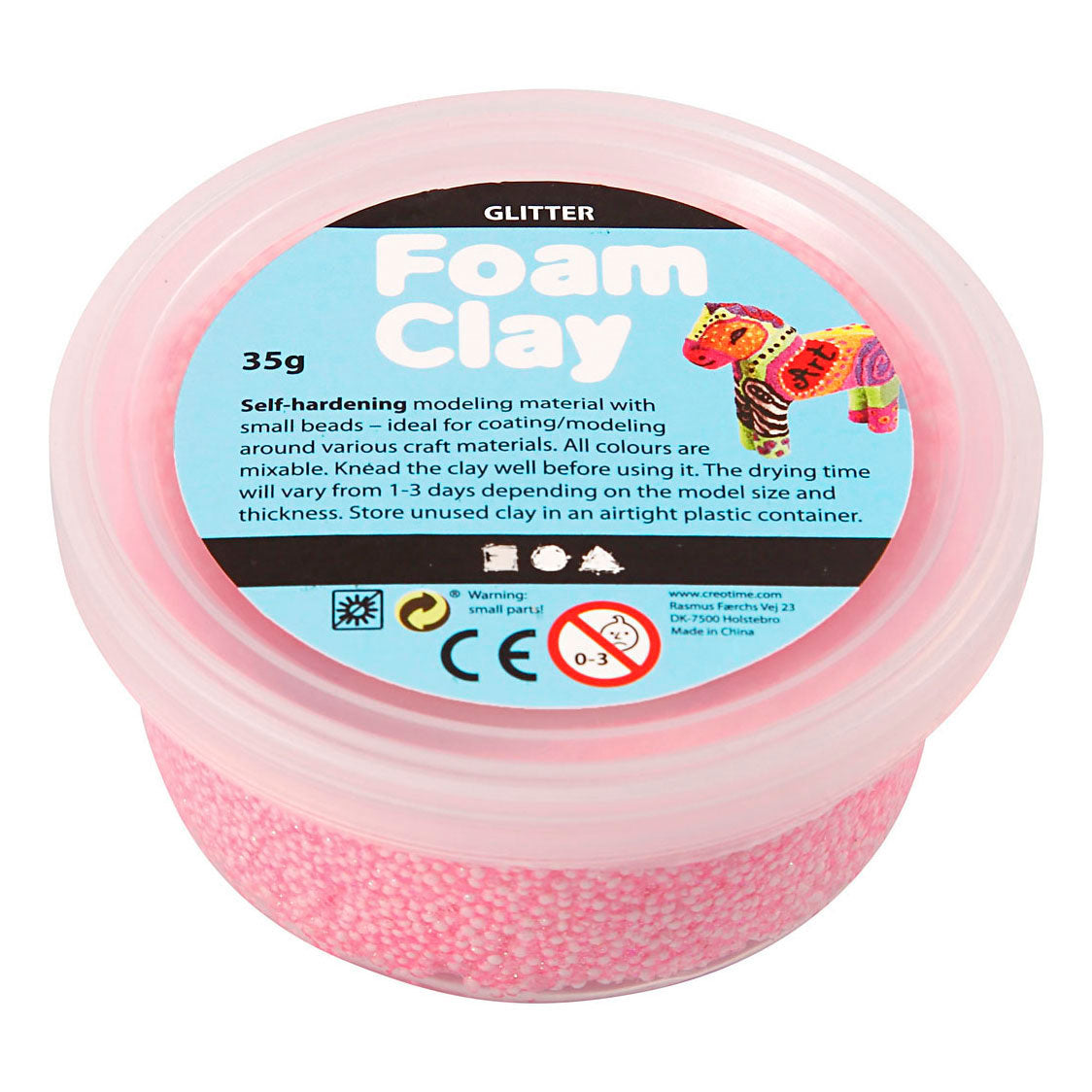 Creativ company foam clay glitter lys rød - 35gr.