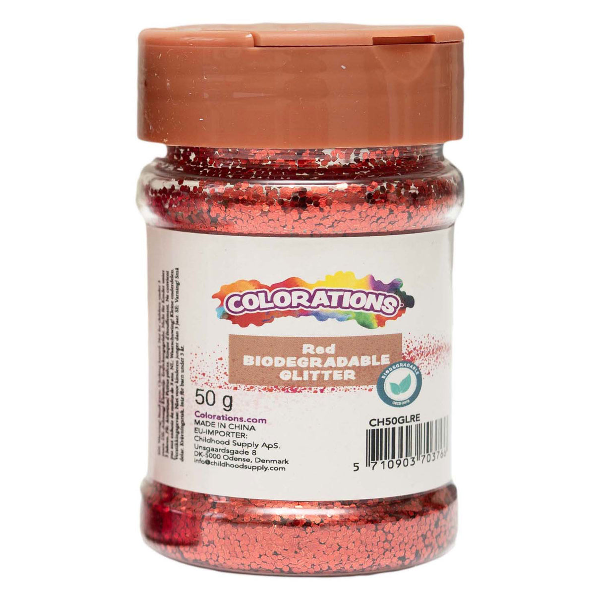 Farver - biologisk nedbrydeligt glitterrød - 50g