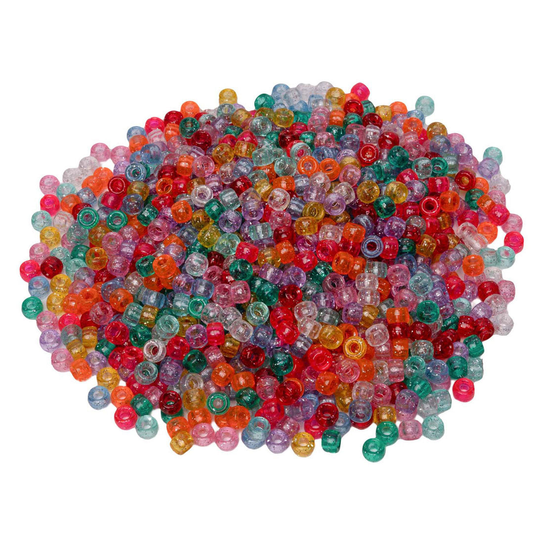 Farver - ponyperler glitter 6x9 mm, 1000 stk.
