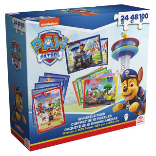 Spinmaster puslespil paw patrol 12 pakke 5x24 stykker, 5x48 stykker, 2x100 stykker