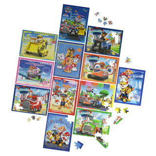 Spinmaster puslespil paw patrol 12 pakke 5x24 stykker, 5x48 stykker, 2x100 stykker