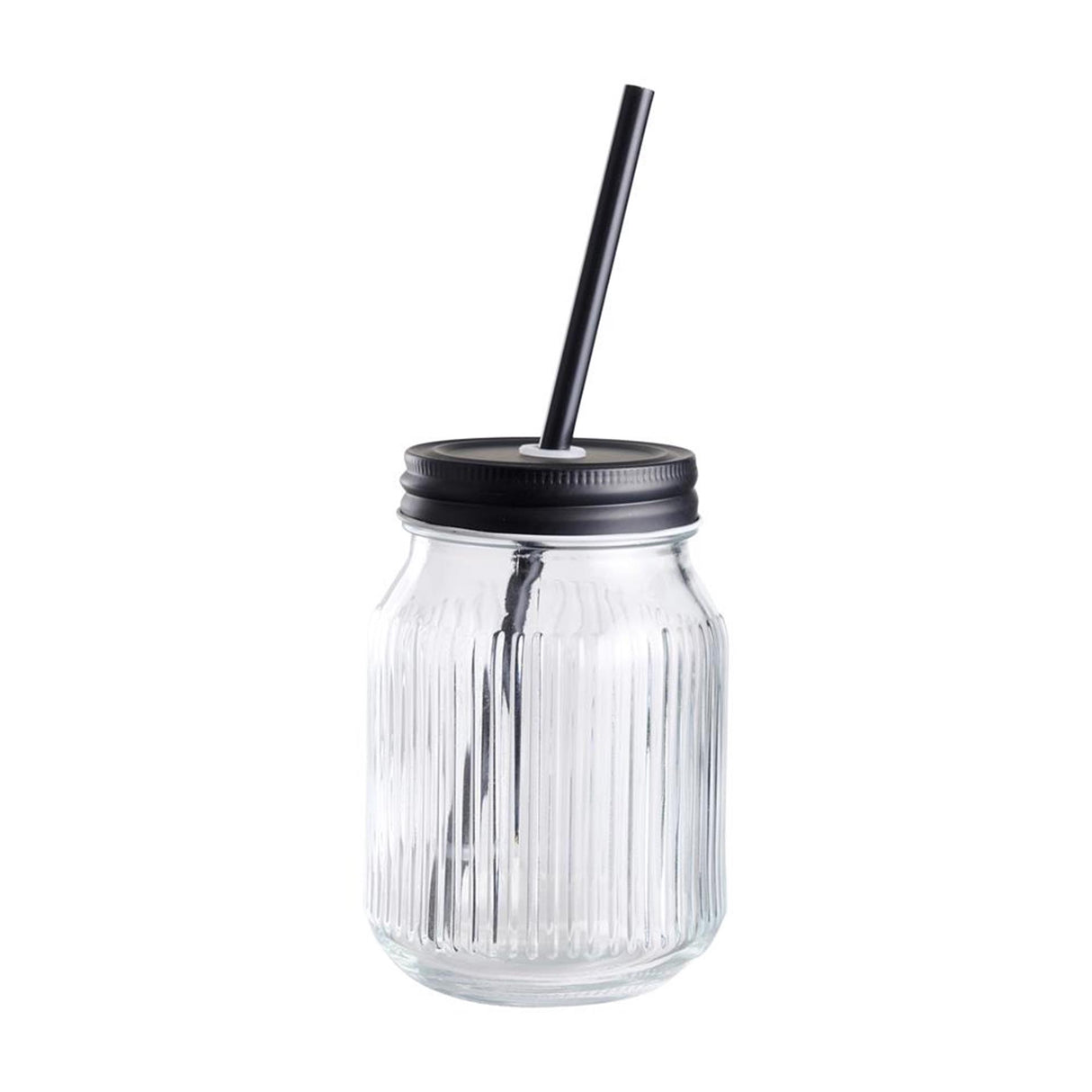 Drikkeglas med låg og sugerør 450ml ã˜8,5x13cm