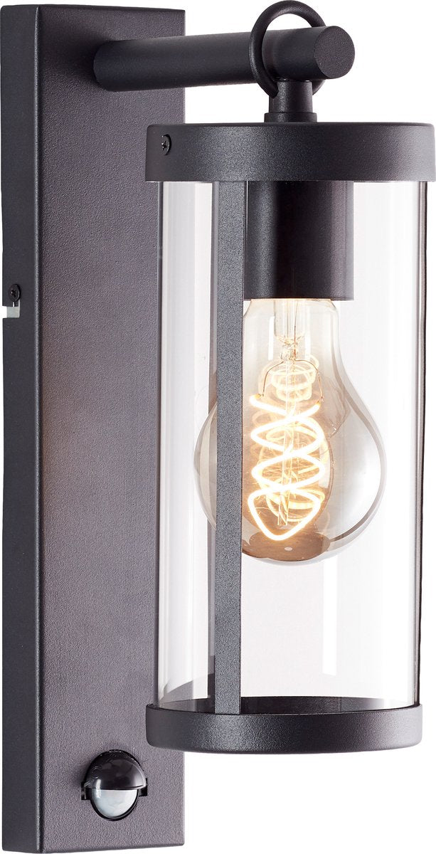 Brilliant sidney - udendørs væglampe - med sensor - e27 1 x 20w - ip44 - sort