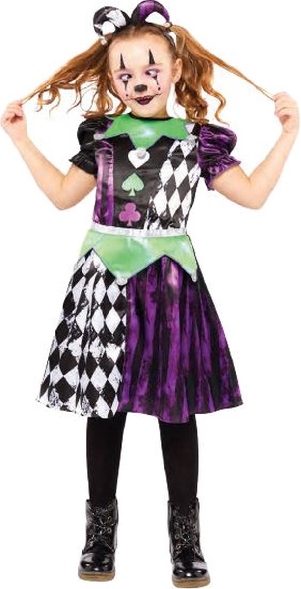 Amscan påklædningsdragt jester junior polyester sort hvid lilla str. 116 128