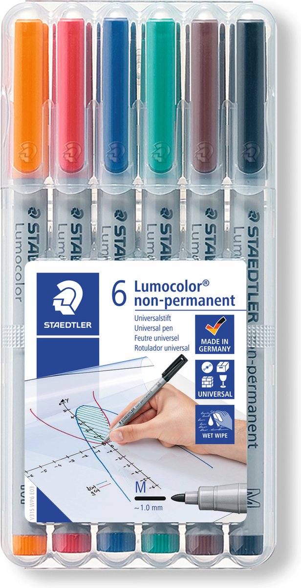 Staedtler lumocolor m ikke-permanent pen - æske 6 stk