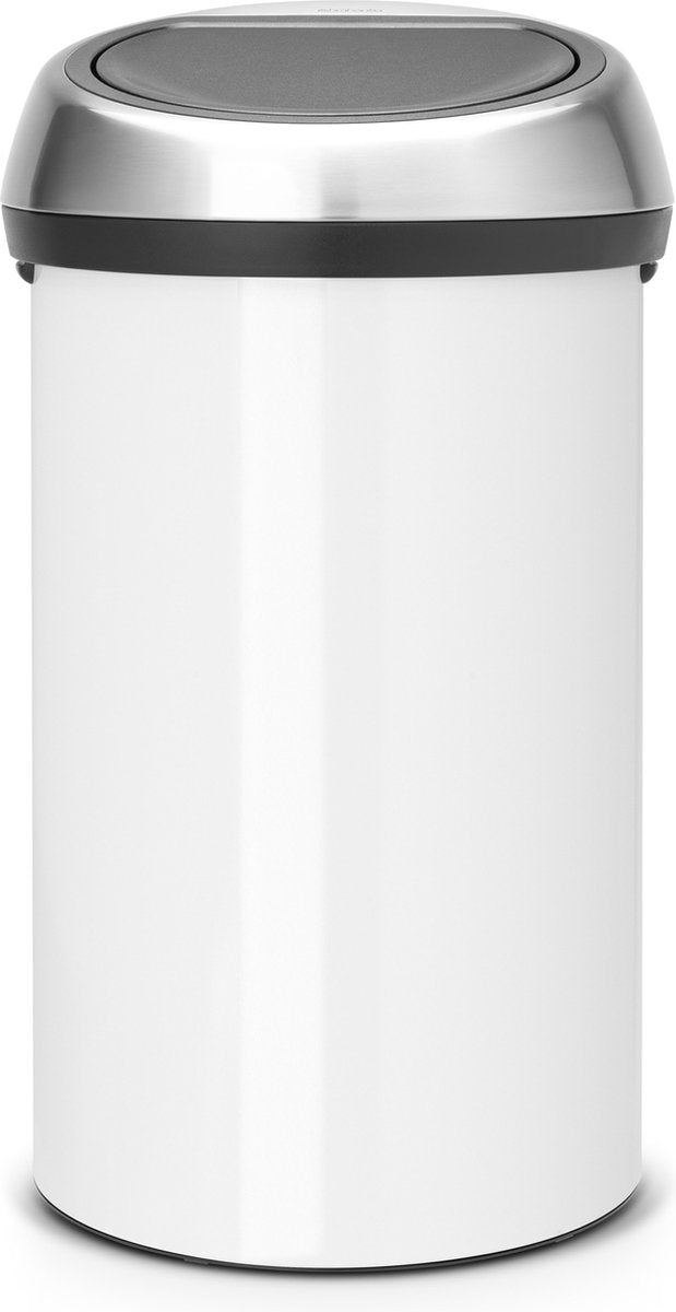 Brabantia touch skraldespand - 60 liter - hvidt mat stål fingeraftrykssikkert låg
