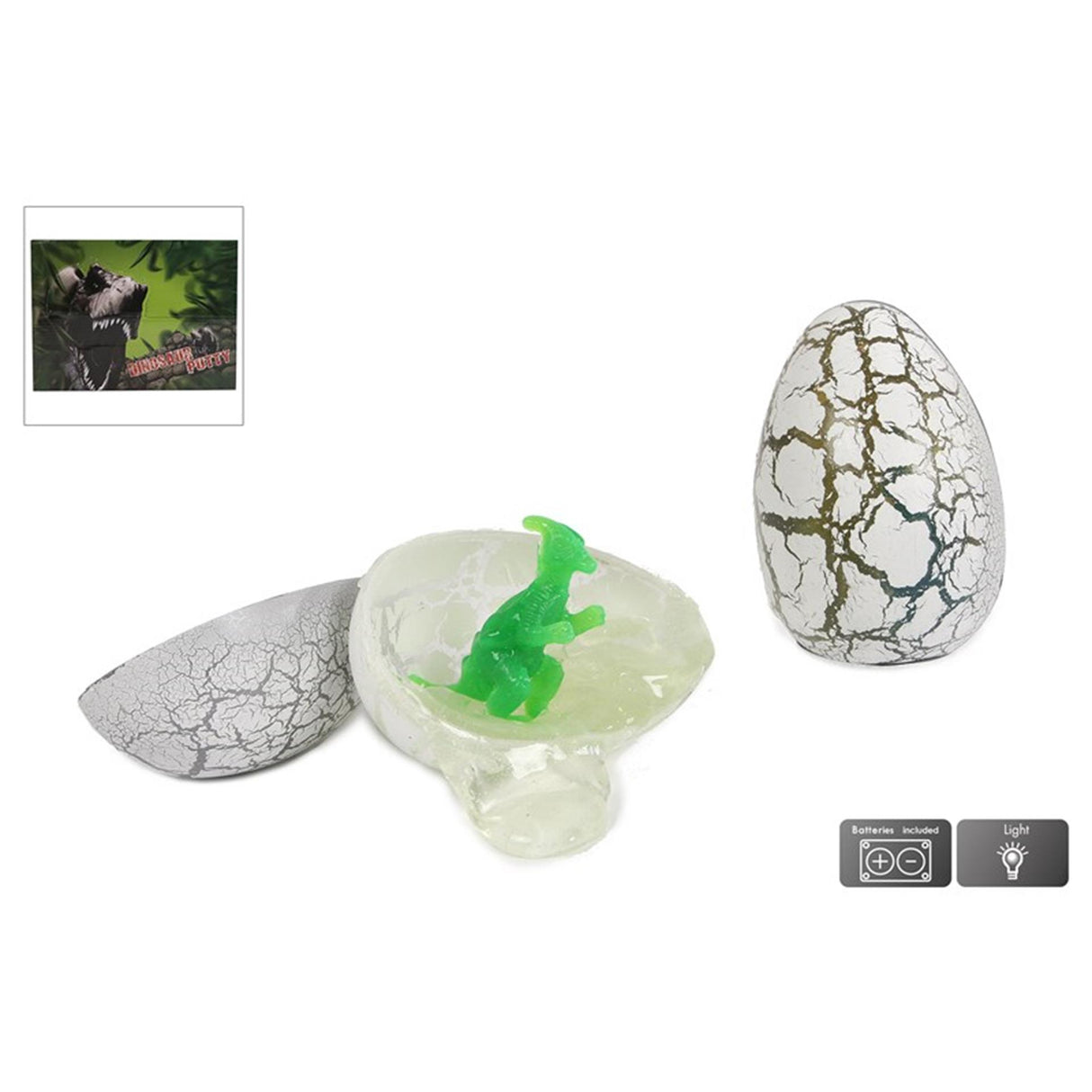 Dinoworld spartelæg med dinosaur og lys 9cm