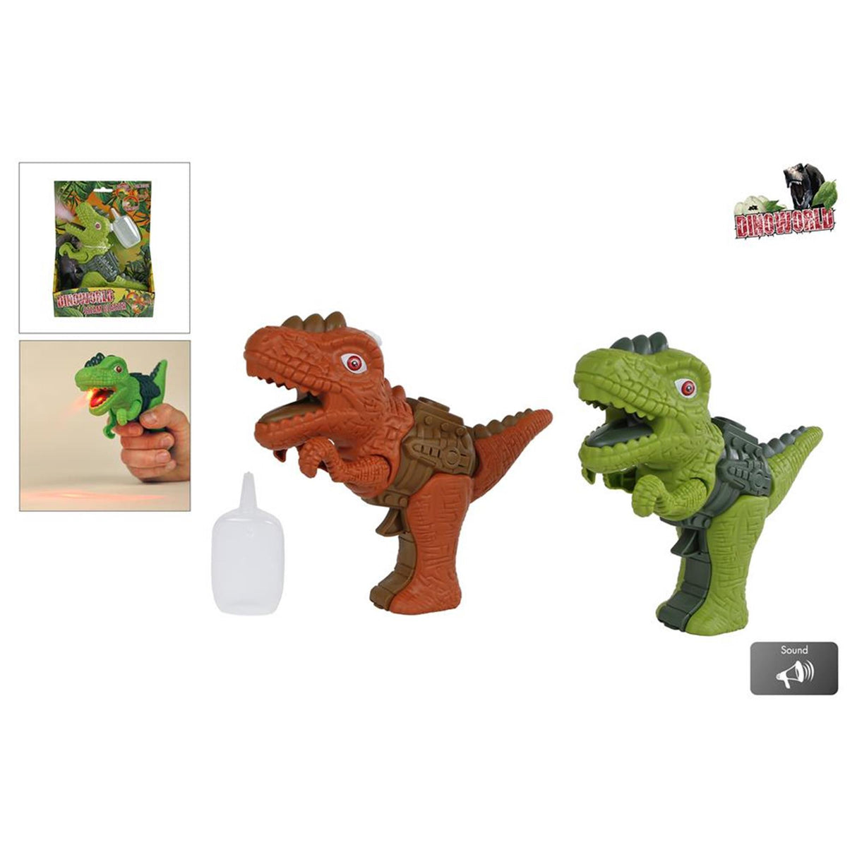 Dinoworld dinosaur med damp lys og lyd 17cm