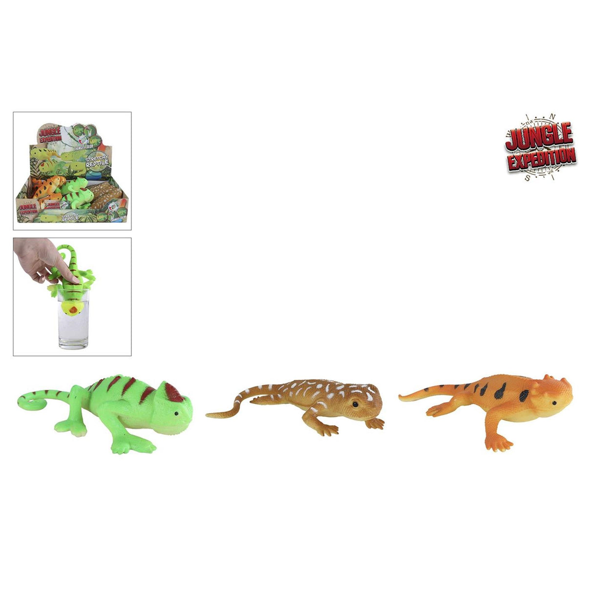 Jungle ekspedition stretch dyrefarve skiftende 14cm 3 assorteret