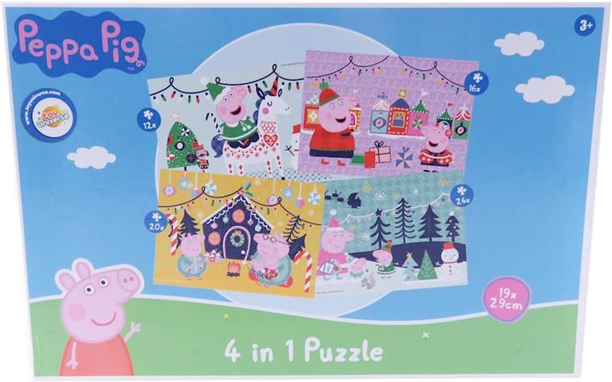 Van der Doelen Peppa Pig - 4 i 1 julepuslespil - 12 til 24 brikker