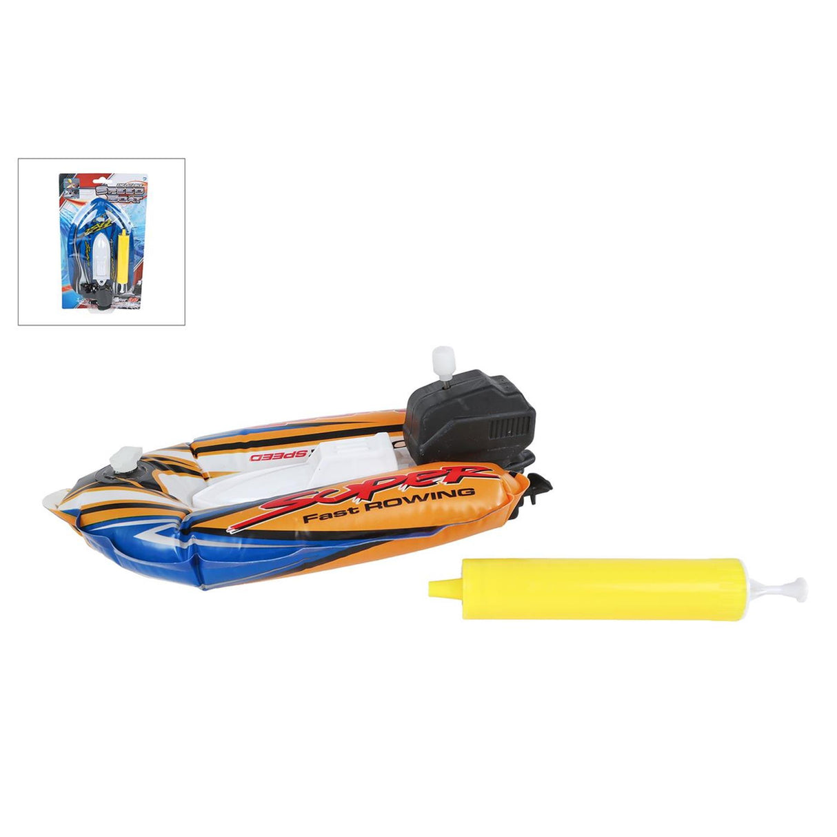 Oppustelig speedbåd med pumpe og optræksfunktion 17cm 3 assorteret