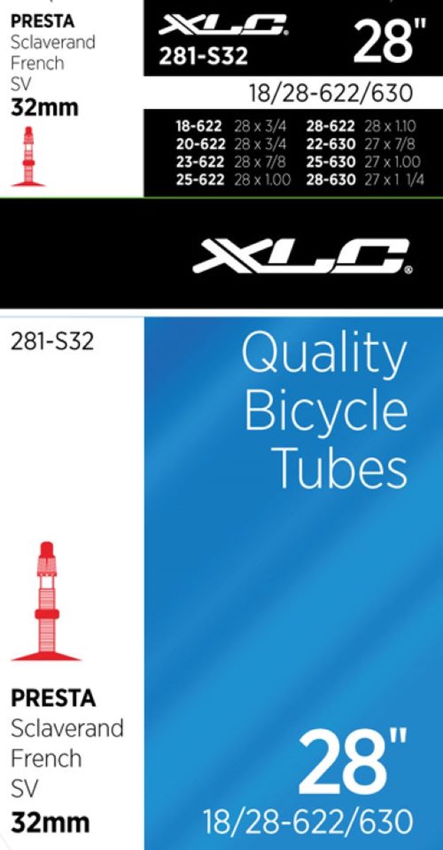 Xlc - kvalitets cykelrør 28 - 18 28-622-630 - sv - 32mm