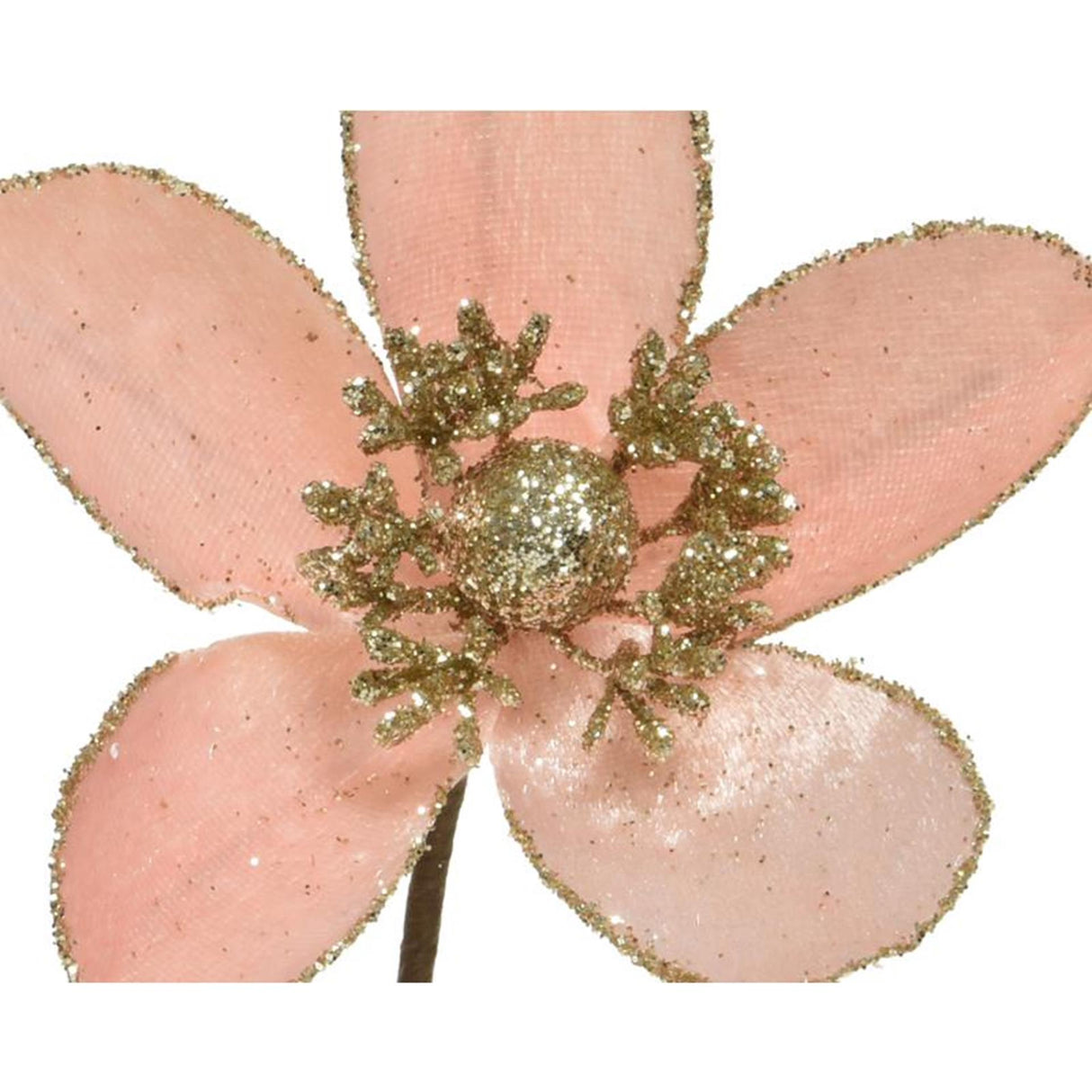 Decoris blomst med glitter på klip dia12cm