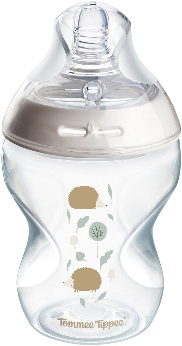 Tommee tippee naturlig start sutteflaske - sæt med 1 x 260 ml sutteflaske - lav tilførselshastighed 0m+ - med pindsvin motiv