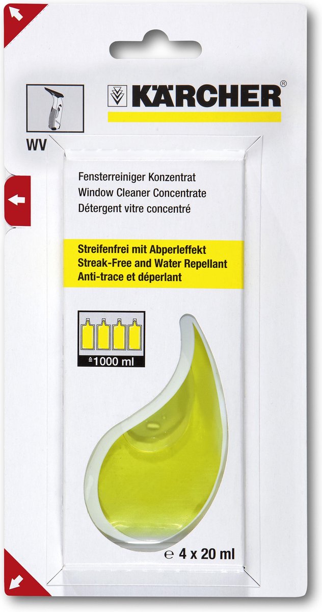 Kärcher vinduessuger vinduespudserkoncentrat rm 503, 4 x 20 ml - stribefrit resultat - smudsafvisende effekt