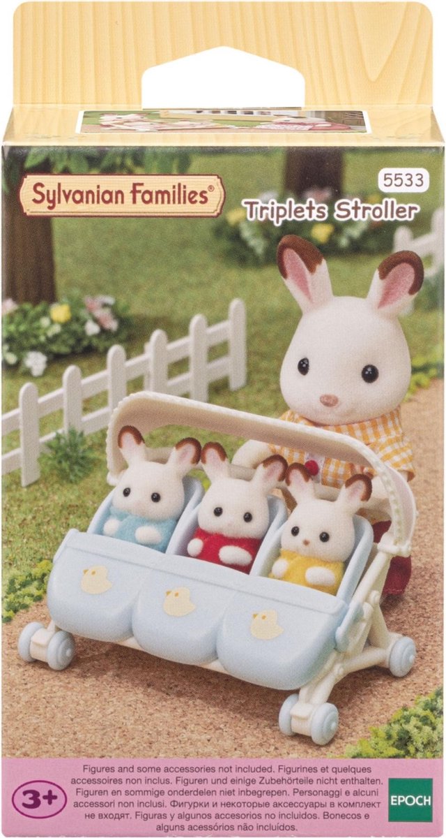 Sylvanian families 5533 klapvogn triplet dukkehus møbler
