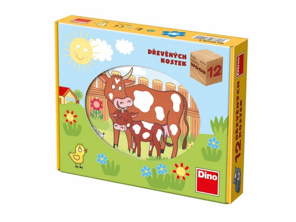 Dinotoys dino puslespil - træblokke gård puslespil - 12 blokke