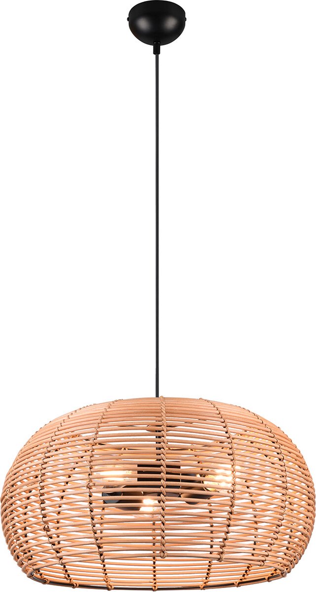 Trio inga - hængelampe - natur - rattan - ekskl. 3x e27 4w
