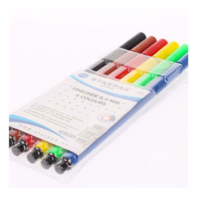 Fineliner rund 0,4mm, 6 stk.