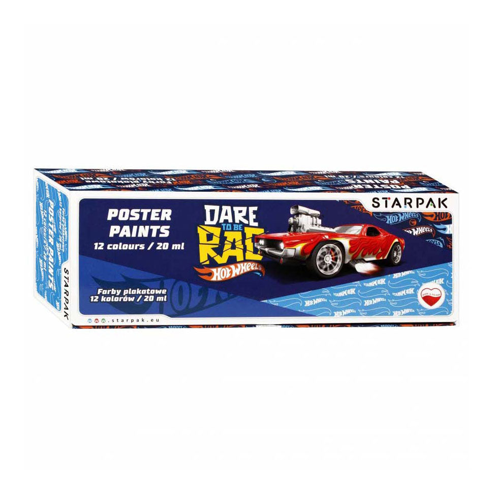 Plakatmaling 12 farver hot wheels, 20ml
