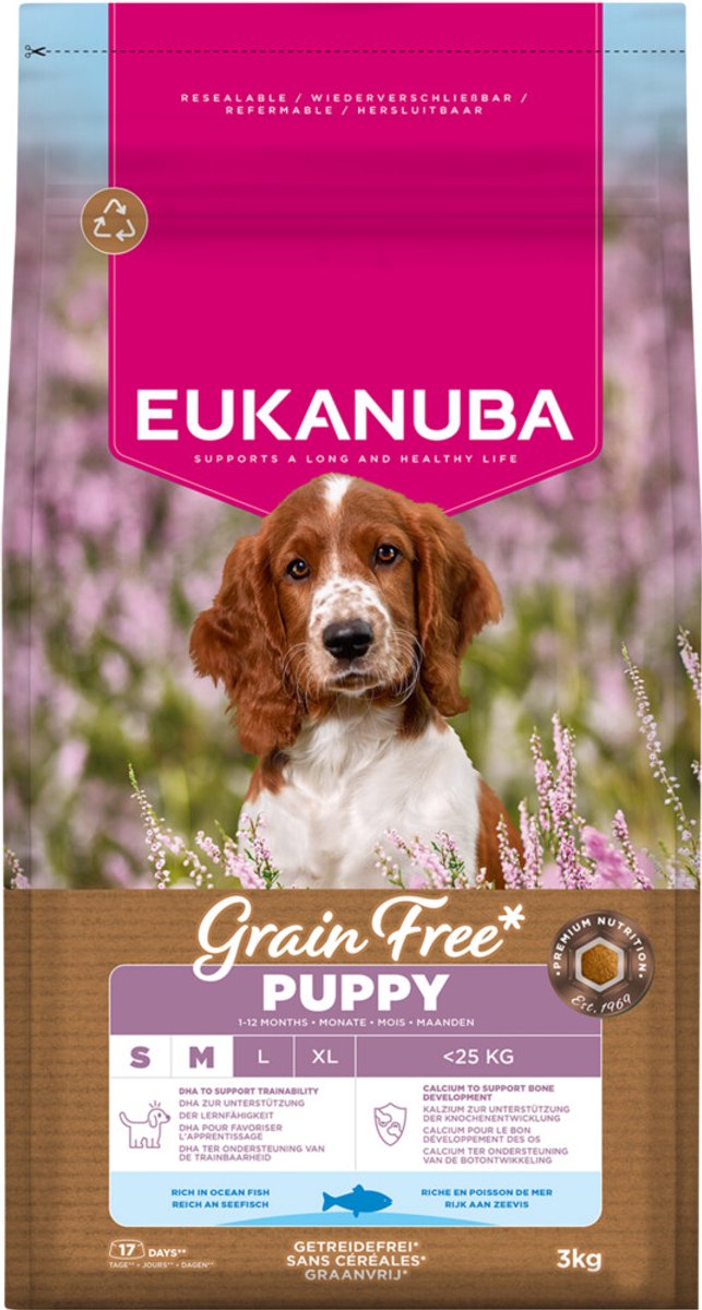Eukanuba kornfri hvalp lille mellem bred havfisk - hundefoder - 3 kg