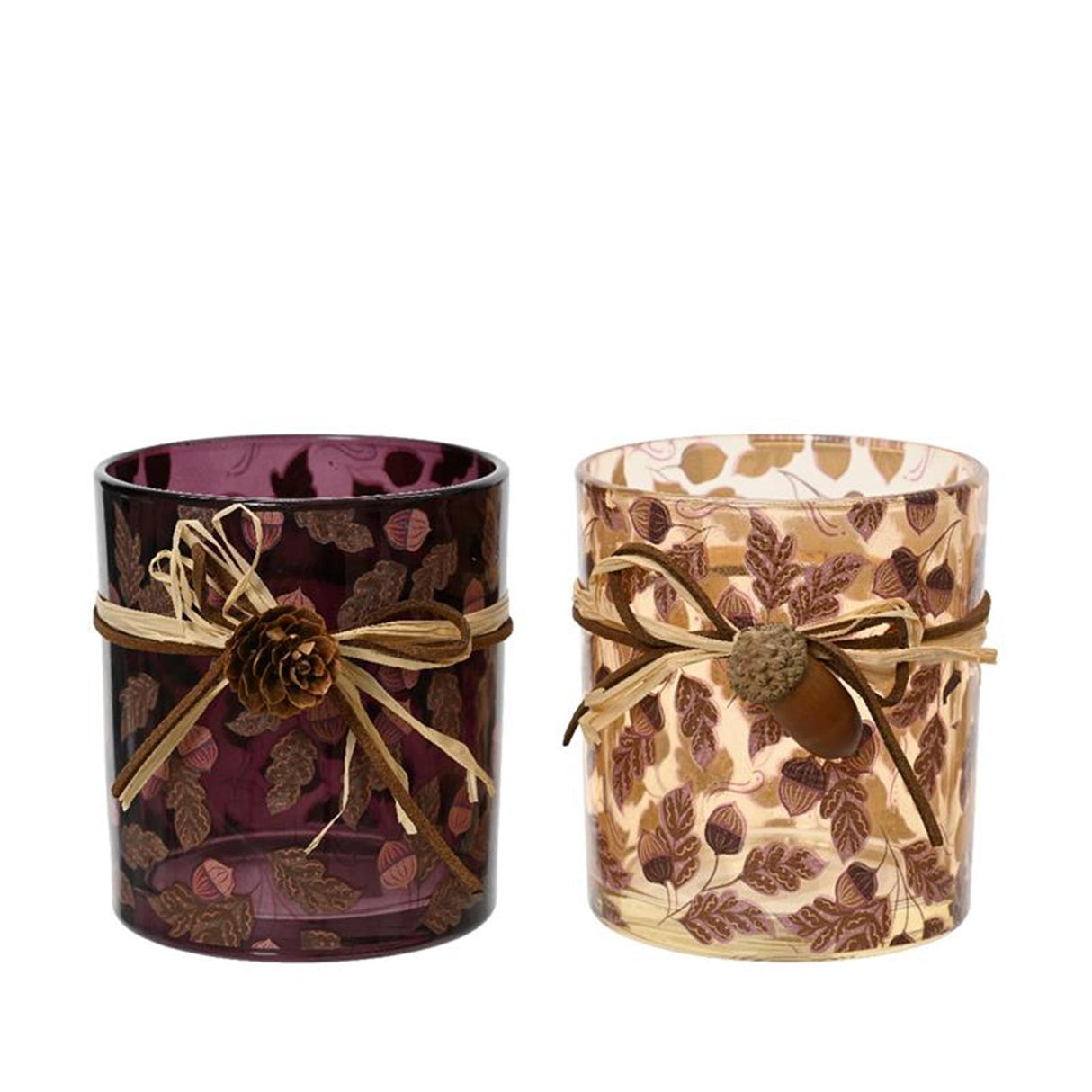 Decoris fyrfadsstage glas med agern