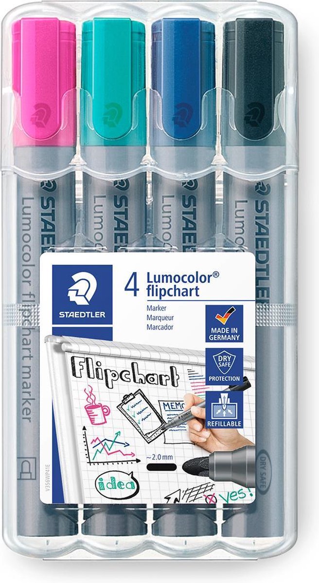 Staedtler lumocolor flipover tusch - æske 4 stk ny col.