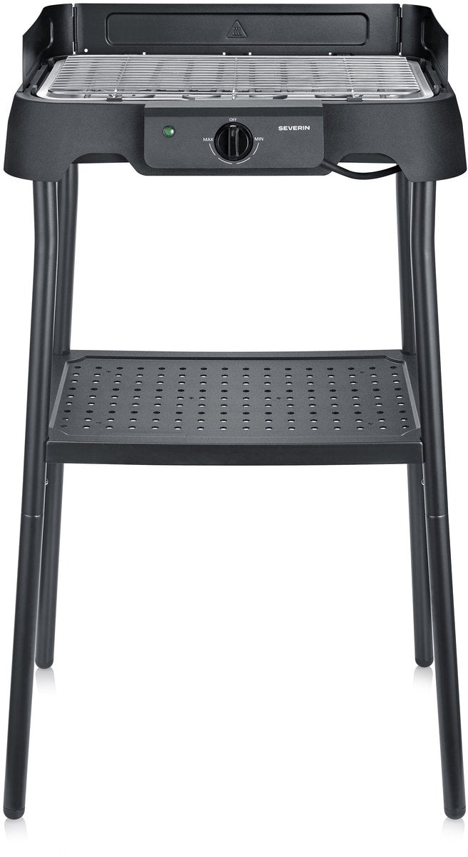 Severin PG 8594 elektrisk BBQ bordgrill - 2000 W - grillstativ i rustfrit stål - med bund - sort
