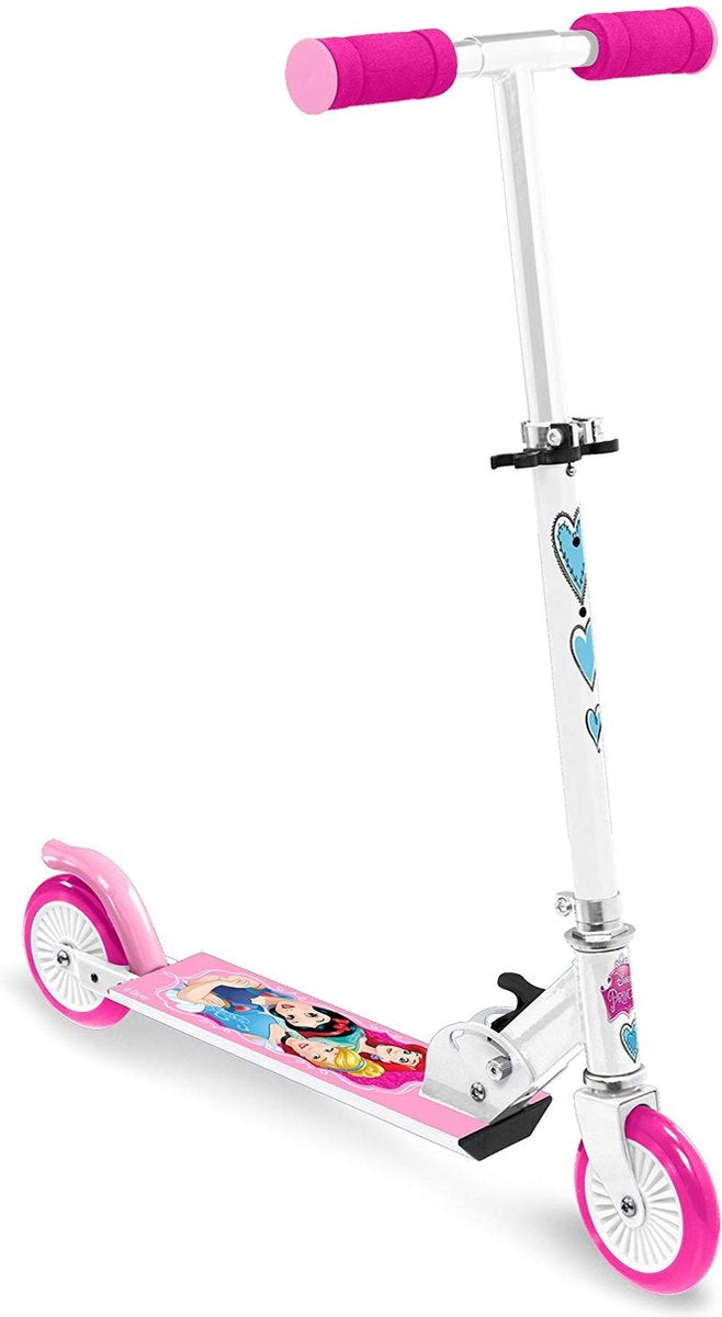 Disney 2-Wheel Kindstep sammenfoldelig fodbremse hvid lyserød