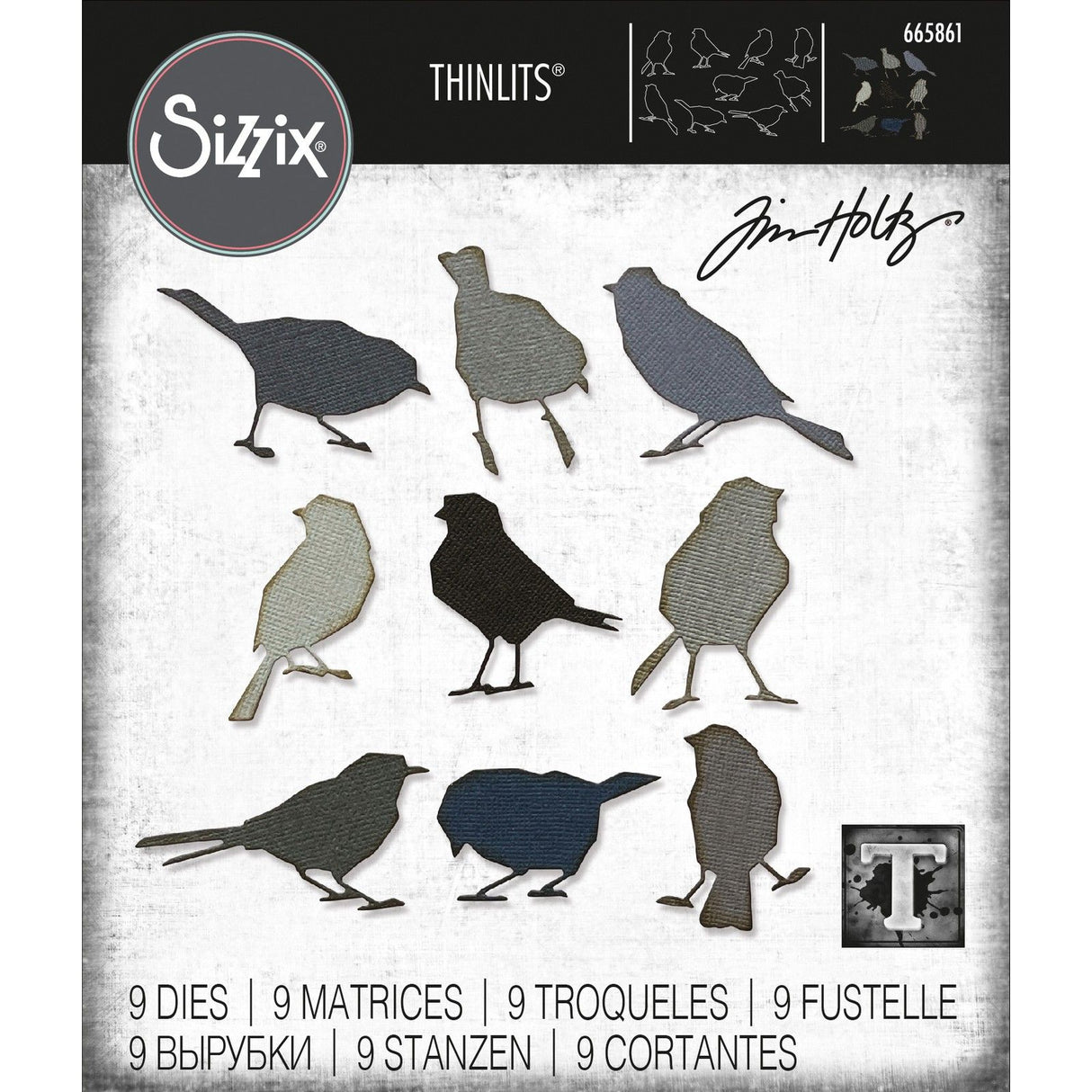 Sizzix • tim holtz thinlits die sæt silhouette birds 9stk