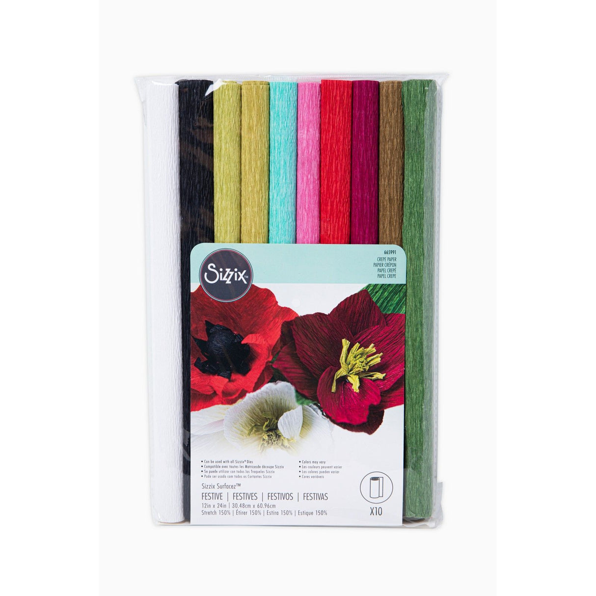 Sizzix • surfacez crepepapir, 12x24 10 ark festligt
