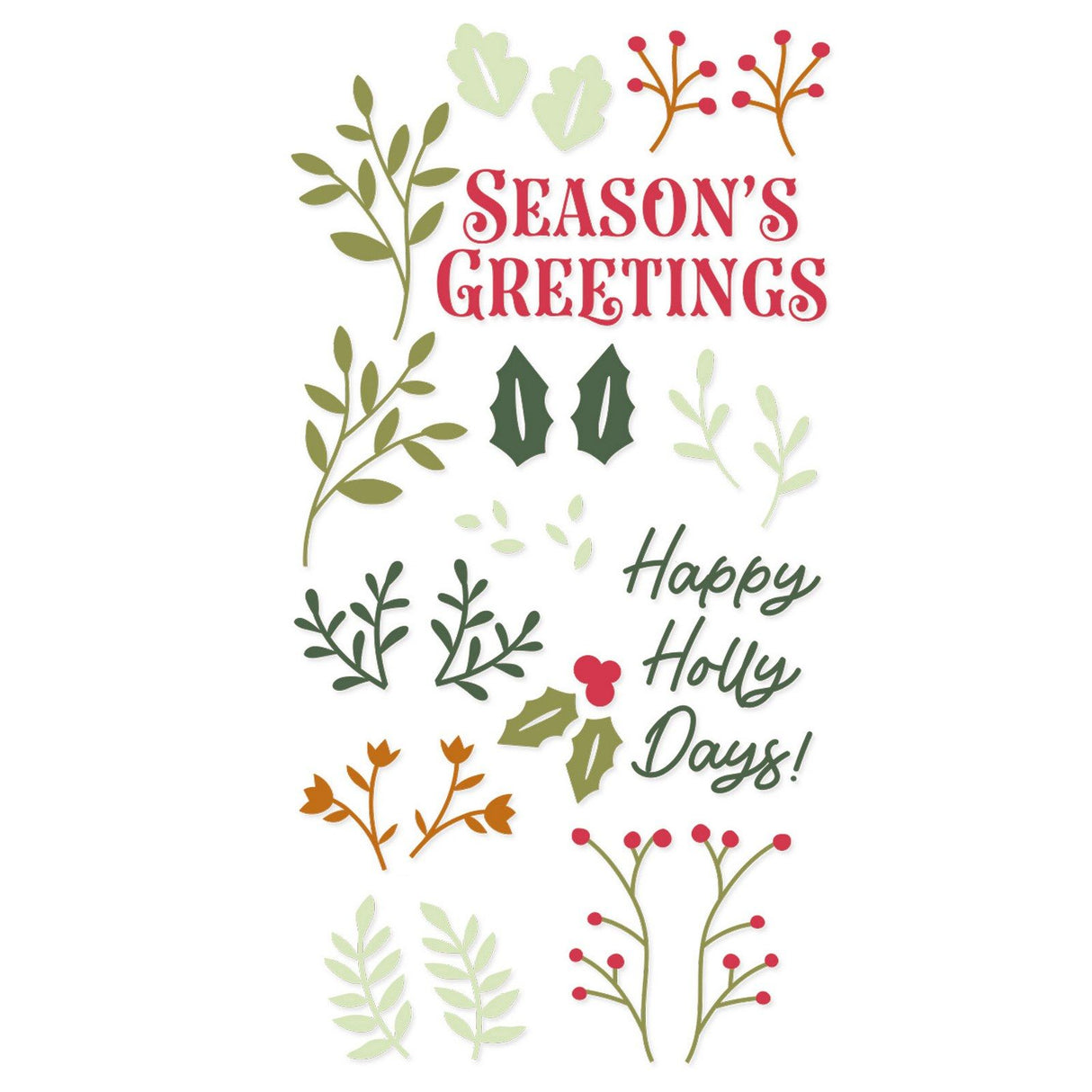 Sizzix • klart stempelsæt happy holly days 29stk