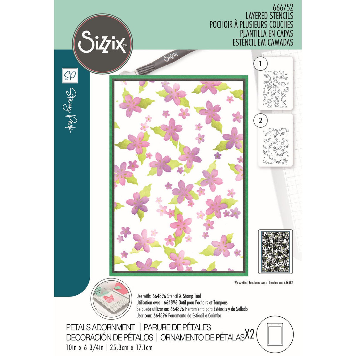 Sizzix • kosmopolitisk stencil a5 kronblade pryd 2stk