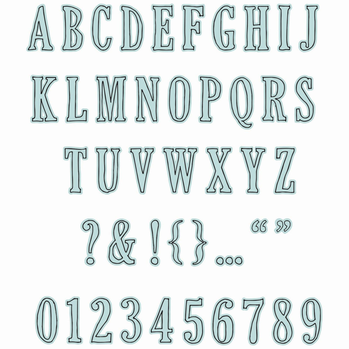 Sizzix • klare stempler med rammelit fine line alpha 01 60stk