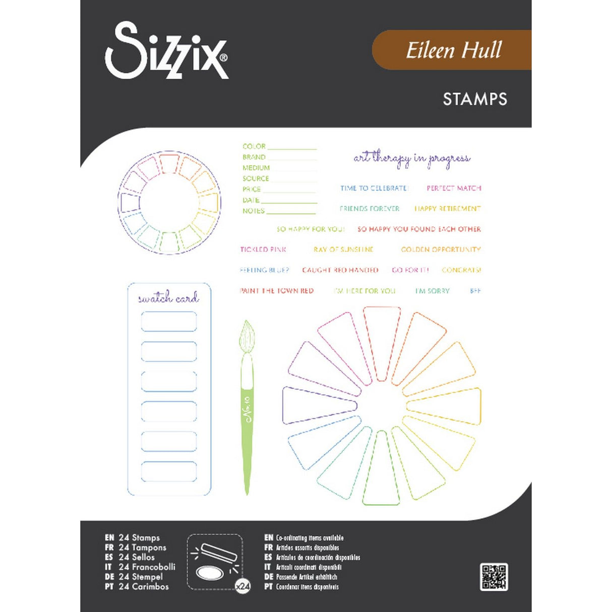 Sizzix • a5 klare frimærkesæt 24 stk. farveprøvekort af eileen hull