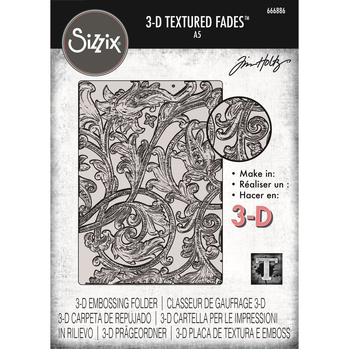 Sizzix • 3-d tekstur falmer prægningsmappe sammenfiltret stor a5 af tim holtz