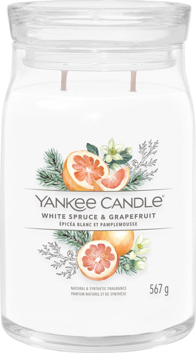 Yankee lys - hvid gran grapefrugt stor krukke duftlys - op til 90 brændende timer