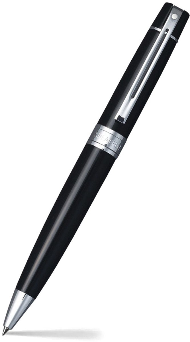 Sheaffer kuglepen 300 e9312 - blank sort forkromet - sf-e2931251