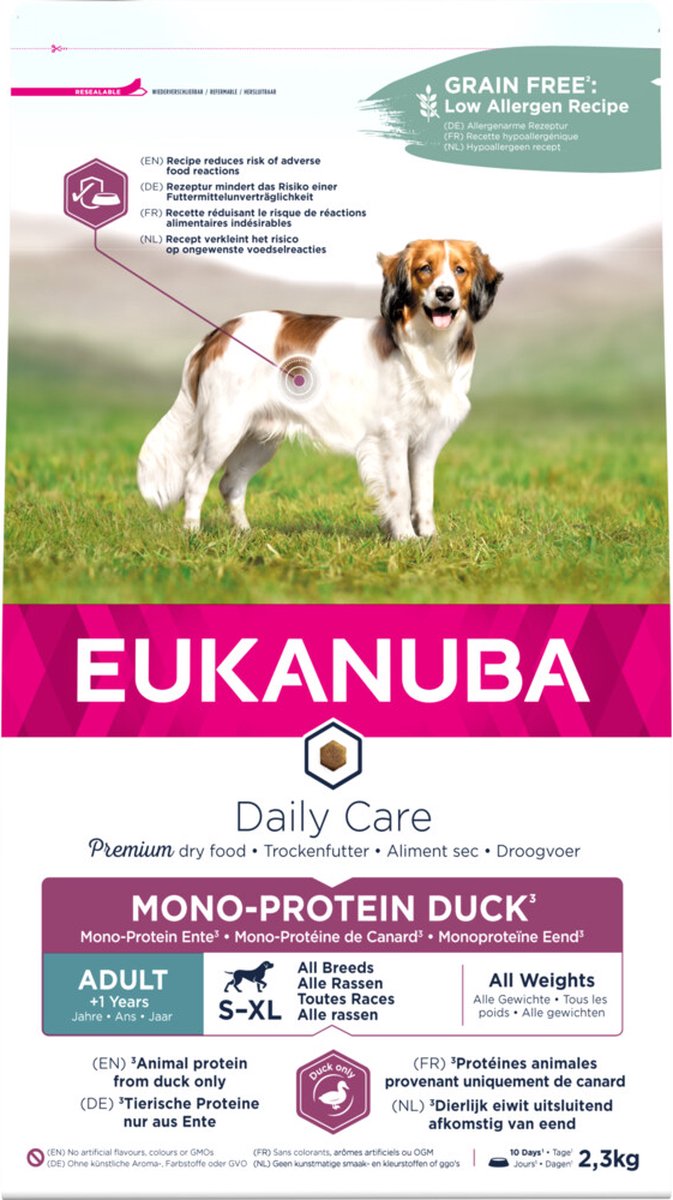 Eukanuba hundefoder daglig pleje and voksen mono-protein 2,3 kg
