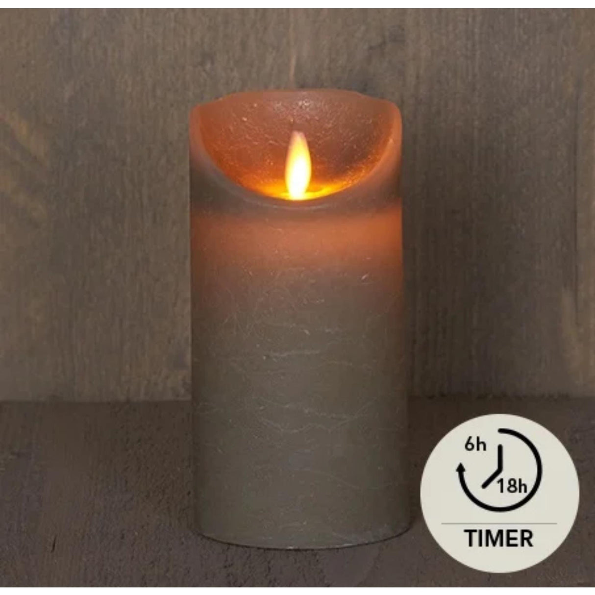 Annas kollektion led rustik søjlelys taupe 7,5x15cm