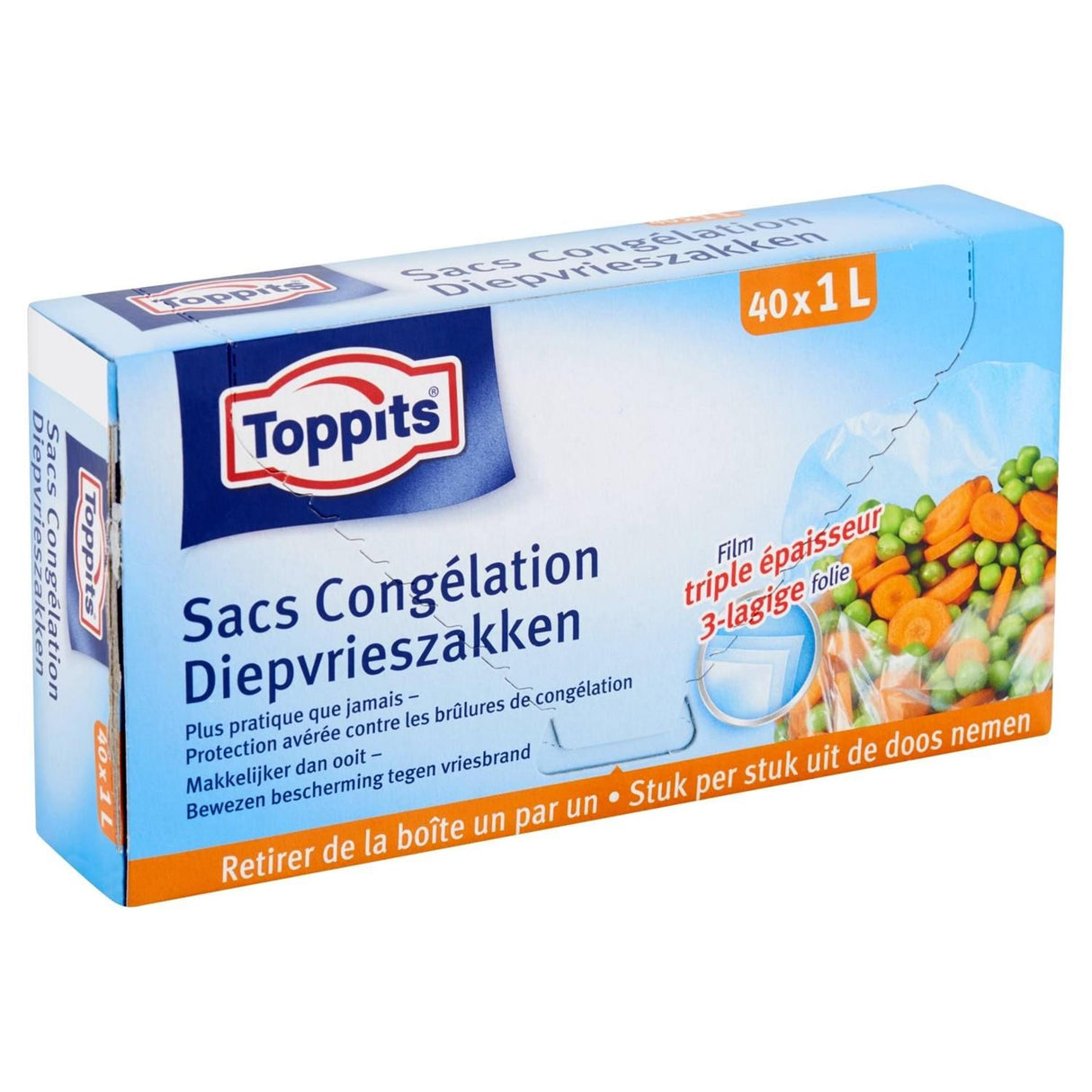 Melitta toppits fryseposer 1 liters pakke med 40 stk