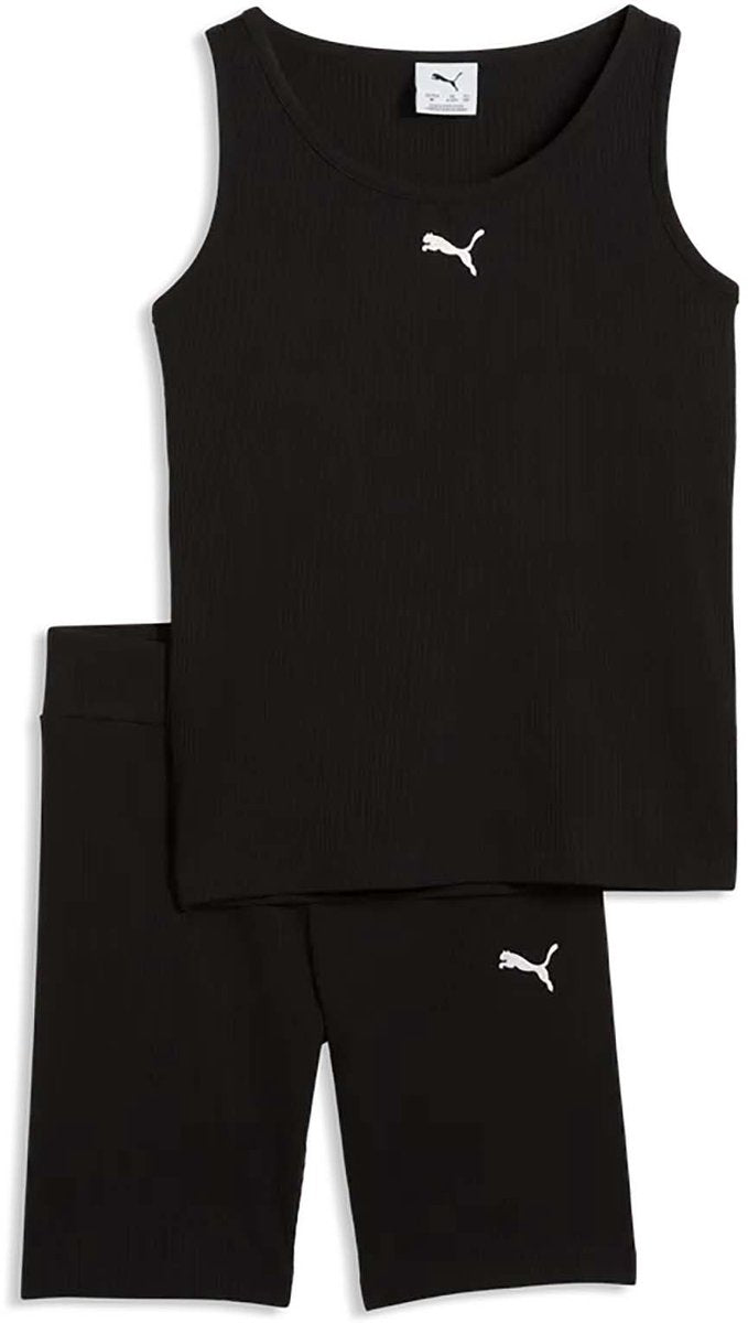 Puma ess forhøjet rib tank og korte leggings sæt g