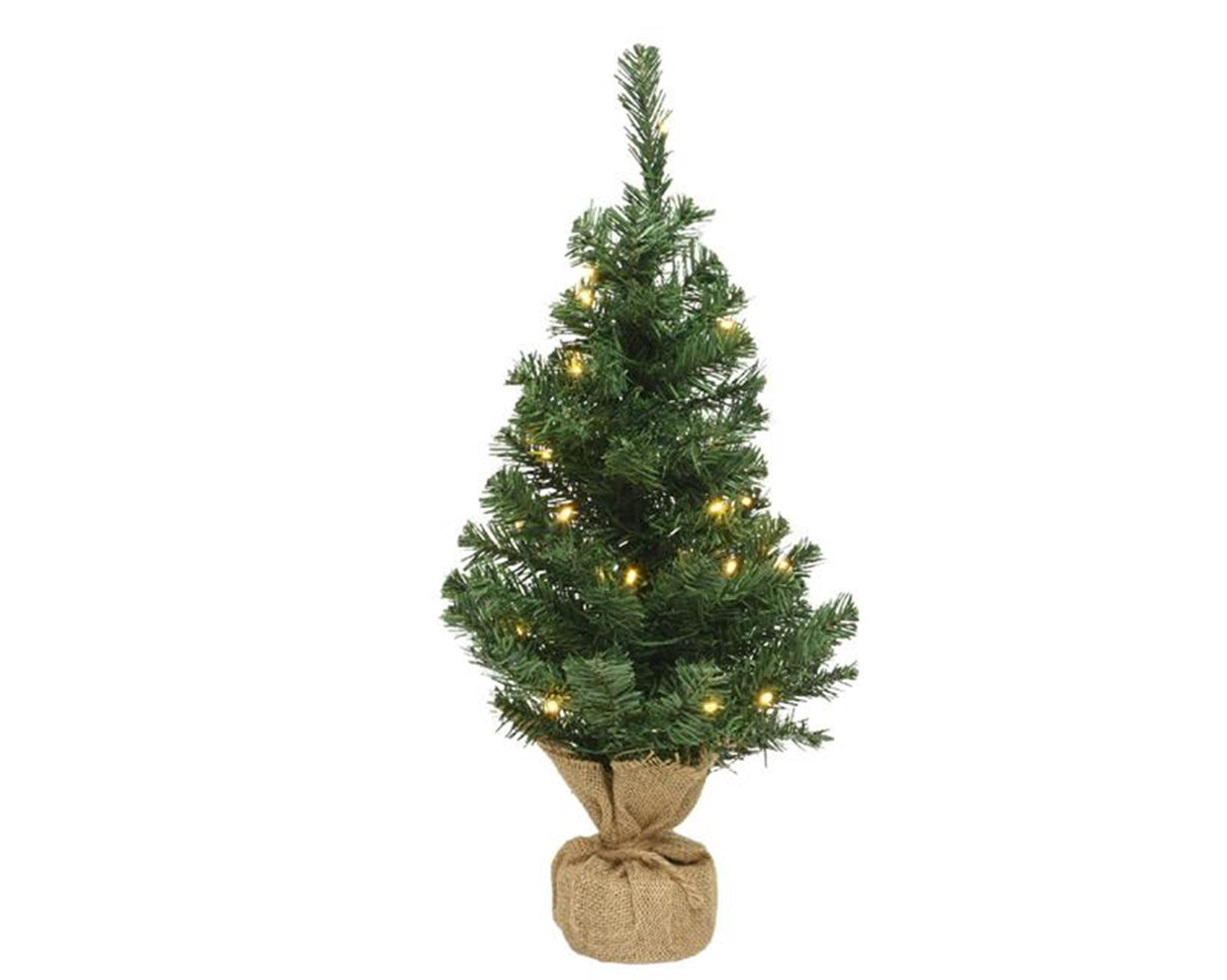 Everlands mini kunstjuletræ 45cm med jutepose LED-belysning