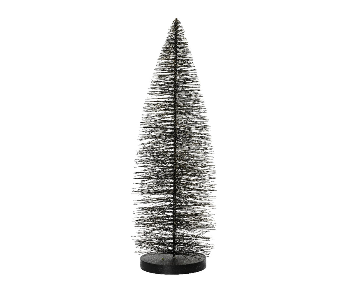 Decoris dekorativ juletræsbørste i sort plast, dia7x20cm