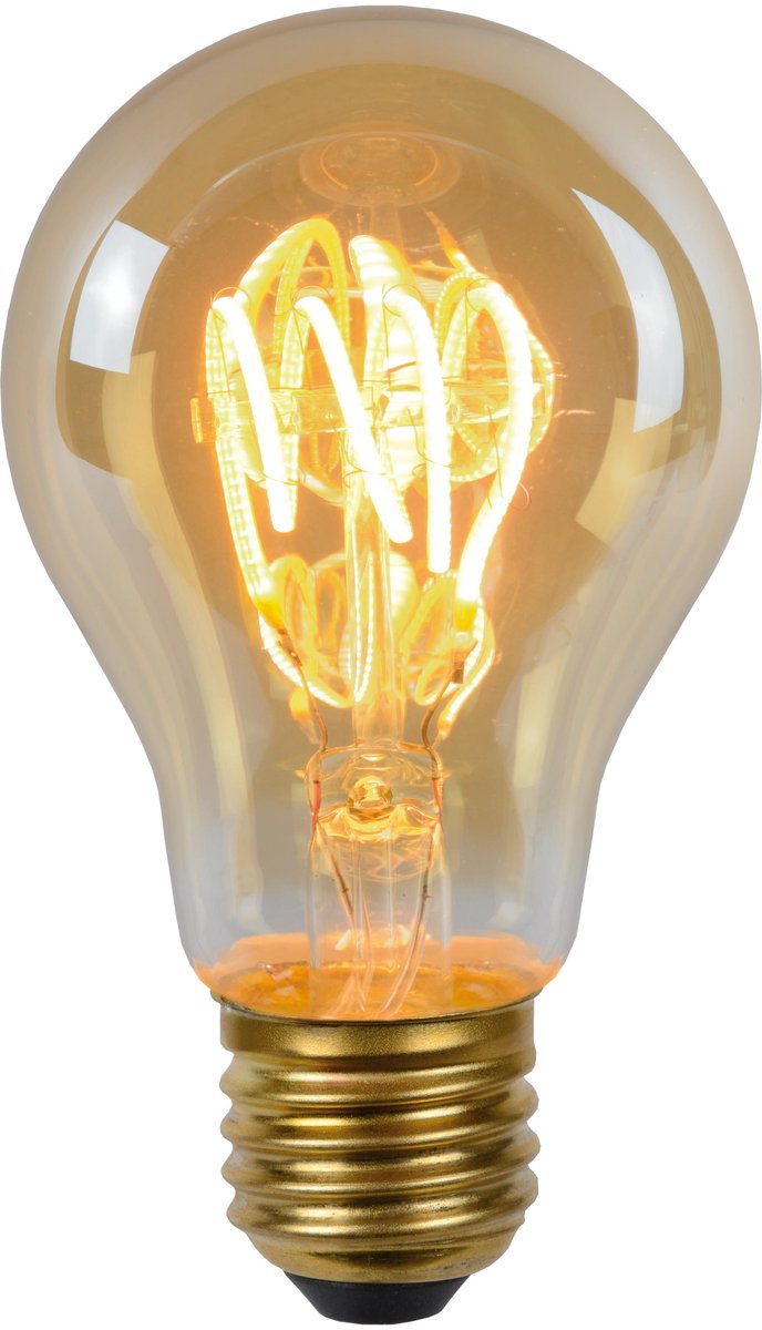 Lucide a60 - glødelampe - ø 6 cm - led 3 stepdim (hukommelse) - e27 - 1x4,9w 2200k - rav