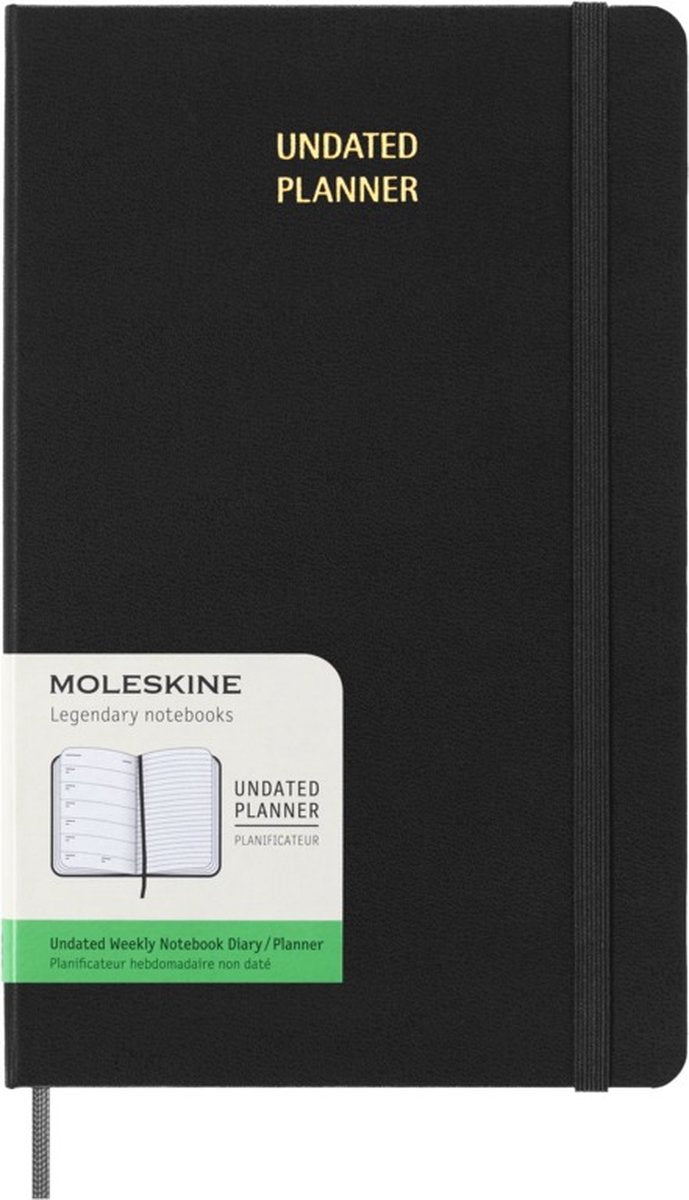 Moleskine udateret planlægger - ugentlig - stor - sort