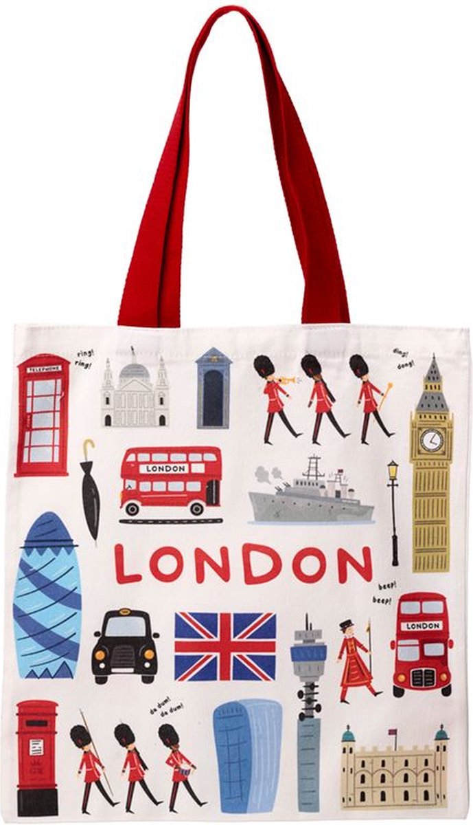 Puckator taske shopper - london - skyline ikoniske seværdigheder - polybomuld genanvendelig - 39,5x37,5 cm