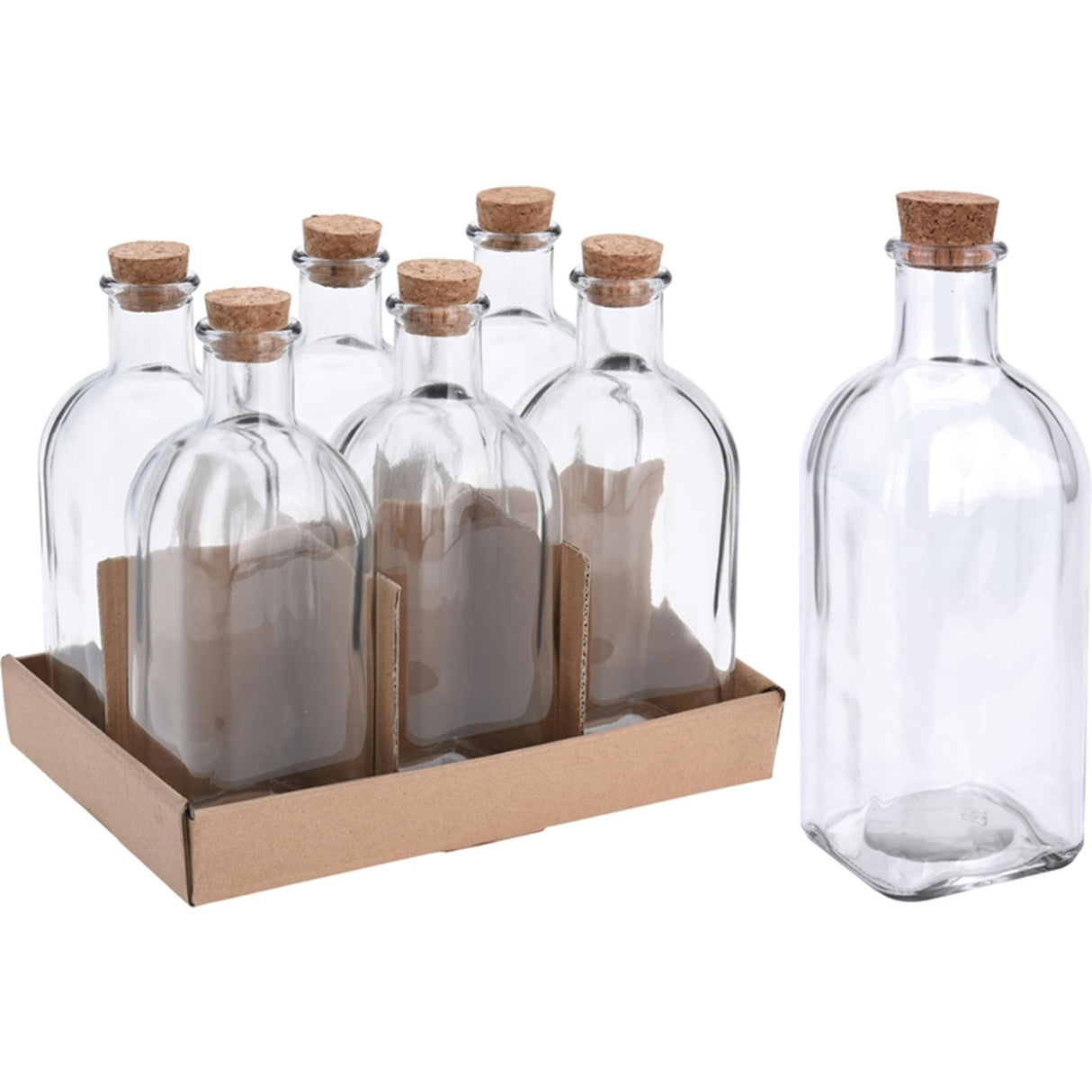 Excellent houseware fles glas met kurk 500ml 7x7xh19cm