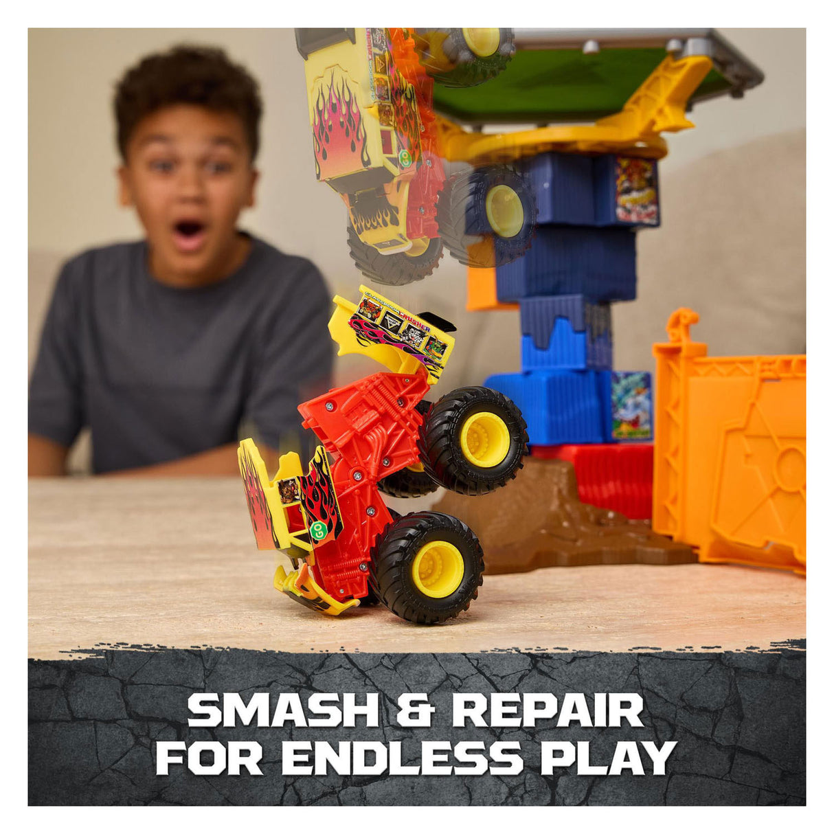 Monster jam spin master legetøj lynkursus sæt med monster truck 1:64.
