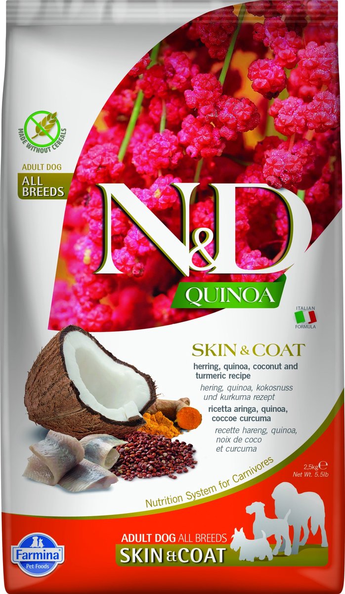 N d quinoa hundefoder skin coat medium maxi sild 2,5 kg
